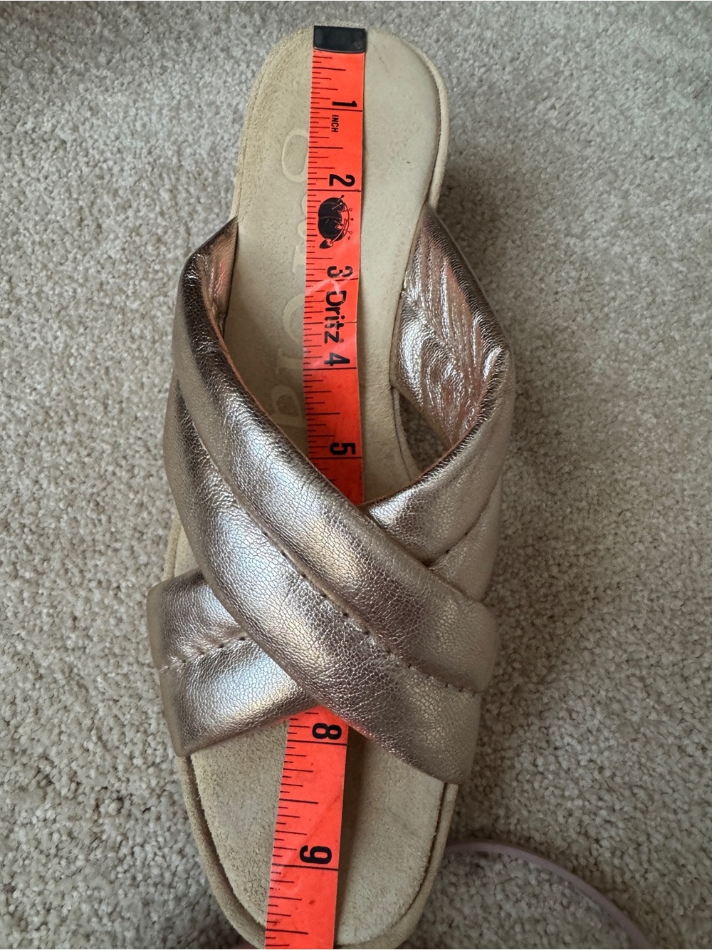 Pedro Garcia Metallic Rose-Gold Platform Slide Sandal - Picture 8 of 9